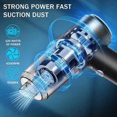 Catzon 3-in-1 Mini Vacuum Cleaner with Light - Black Low Noise for Car Home