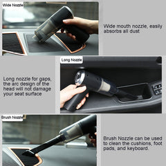 Catzon 3-in-1 Mini Vacuum Cleaner with Light - Black Low Noise for Car Home