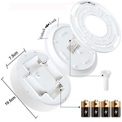 White Motion Sensor Ceiling Light - Battery LED for Closet Shower