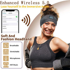 Grey Bluetooth 5.0 Music Headband HD Stereo Headphones for Workout
