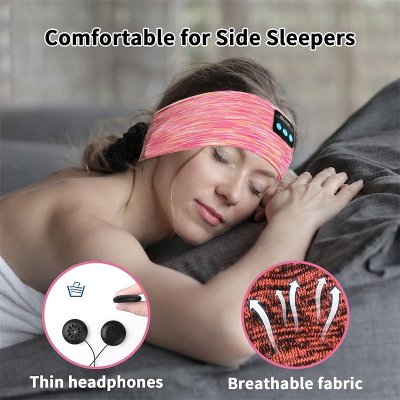 Pink Bluetooth 5.0 Music Headband HD Stereo Headphones for Workout