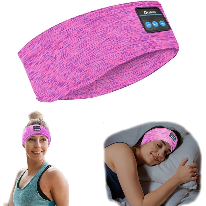 Rose Red Bluetooth 5.0 Music Headband HD Stereo Headphones for Workout