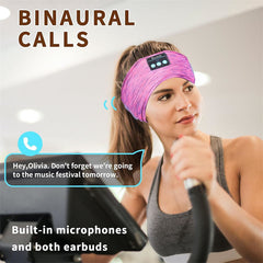 Rose Red Bluetooth 5.0 Music Headband HD Stereo Headphones for Workout