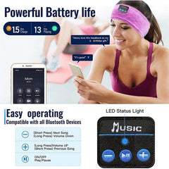Rose Red Bluetooth 5.0 Music Headband HD Stereo Headphones for Workout