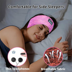 Rose Red Bluetooth 5.0 Music Headband HD Stereo Headphones for Workout