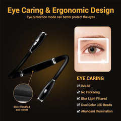 Black Neck Book Light - Rechargeable 3 Brightness for Reading