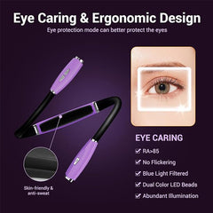 Purple Neck Book Light - Rechargeable 3 Brightness for Reading