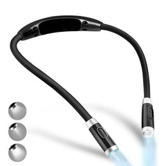 Black Neck Book Light - Rechargeable 3 Color for Reading Knitting