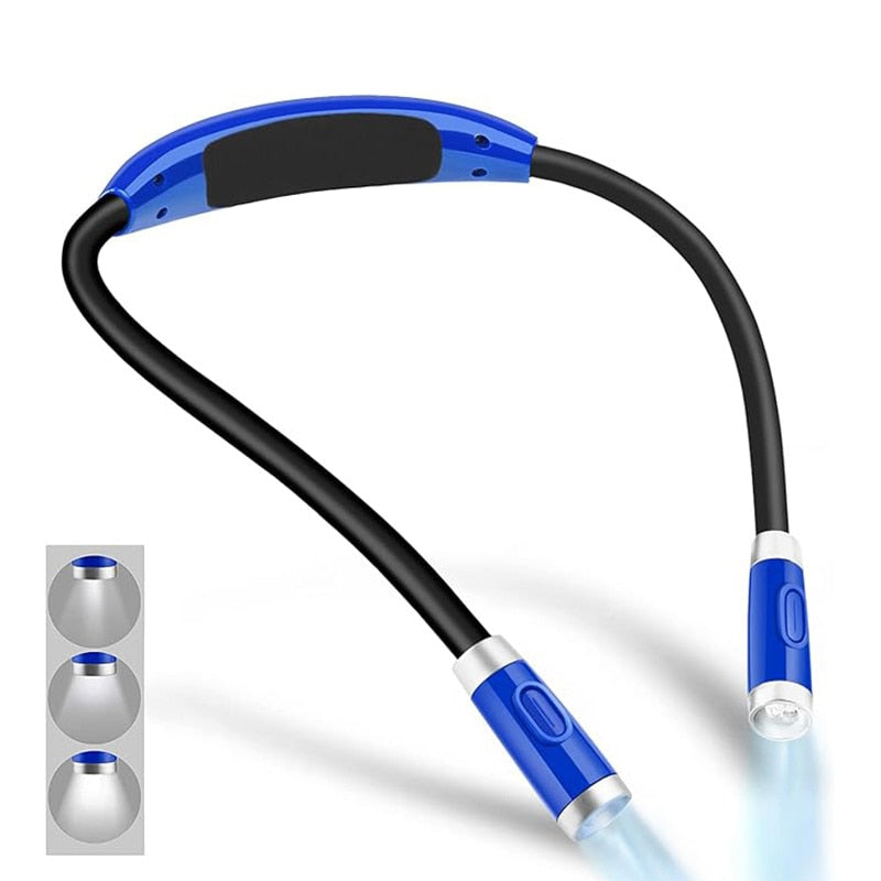 Blue Neck Book Light - Rechargeable 3 Modes for Reading Knitting