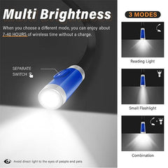 Blue Neck Book Light - Rechargeable 3 Modes for Reading Knitting