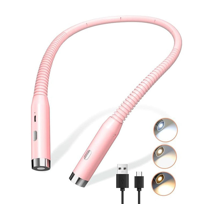 Pink Neck Reading Light - 360¡ã Bendable 3 Color Brightness Knitting