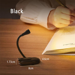 Black Clip-On Book Light - 3 Color Stepless Dimming Reading Lamp