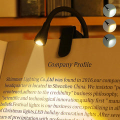 Black Clip-On Book Light - 3 Color Stepless Dimming Reading Lamp