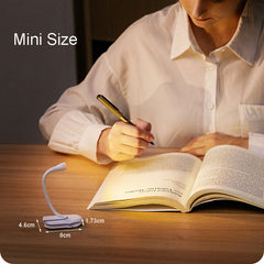 White Clip-On Portable Book Light - 3 Color Stepless Dimming Reading