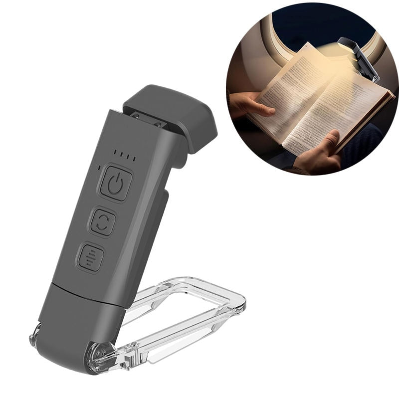 Black Rechargeable Book Light - 3 Colors 5 Brightness with Timer