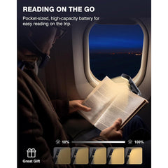 Black Rechargeable Book Light - 3 Colors 5 Brightness with Timer