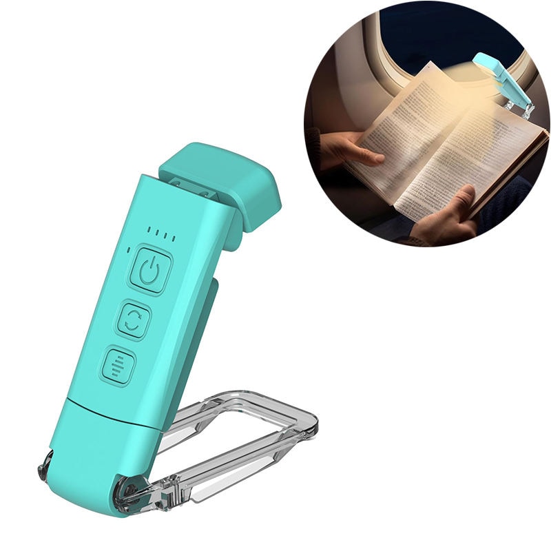 Blue Rechargeable Book Light - 3 Color 5 Brightness with Timer