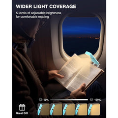 Blue Rechargeable Book Light - 3 Color 5 Brightness with Timer