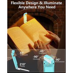 Blue Rechargeable Book Light - 3 Color 5 Brightness with Timer