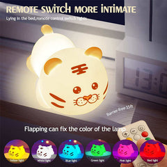 Colorful Silicone Tiger Lamp - Remote Night Light for Kids Room