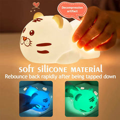 Colorful Silicone Tiger Lamp - Remote Night Light for Kids Room