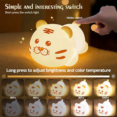 Colorful Silicone Tiger Lamp - Remote Night Light for Kids Room