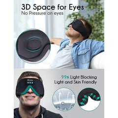 Black Sleep Headphones Bluetooth 5.0 3D Eye Mask Hands-Free for Travel