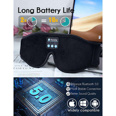 Black Sleep Headphones Bluetooth 5.0 3D Eye Mask Hands-Free for Travel