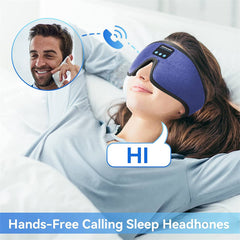 Blue Sleep Headphones Bluetooth 5.0 3D Eye Mask Hands-Free for Travel