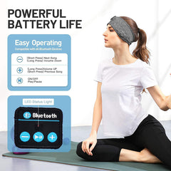 Grey Sleep Headphones Bluetooth 5.0 Headband HD Stereo for Workout