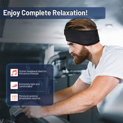 Black Wireless Bluetooth Sports Headband Headphones for Travel&Workout
