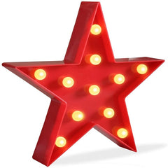 Red Star LED Lamp - Table Wall Christmas Decor for Living Bedroom