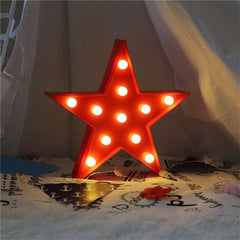 Red Star LED Lamp - Table Wall Christmas Decor for Living Bedroom