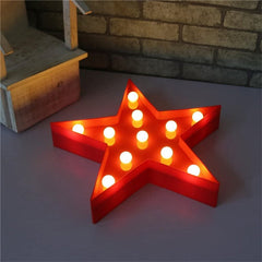 Red Star LED Lamp - Table Wall Christmas Decor for Living Bedroom