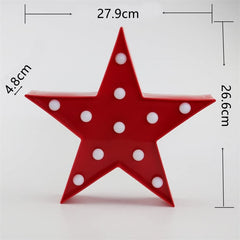 Red Star LED Lamp - Table Wall Christmas Decor for Living Bedroom
