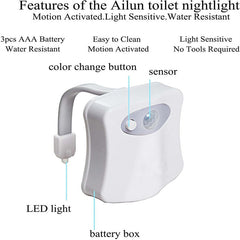 2Pack Toilet Night Light - Motion Sensor LED with 8/16 Color Modes