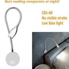 Wall Mount Book Light - Plug-in 360¡ã Rotating Bedside Lamp