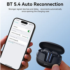Black Wireless Earbuds Bluetooth 5.4 with 4 ENC Mics for iOS/Android