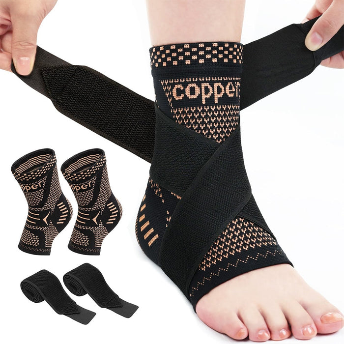 Copper Fiber Ankle Brace Adjustable Compression Support