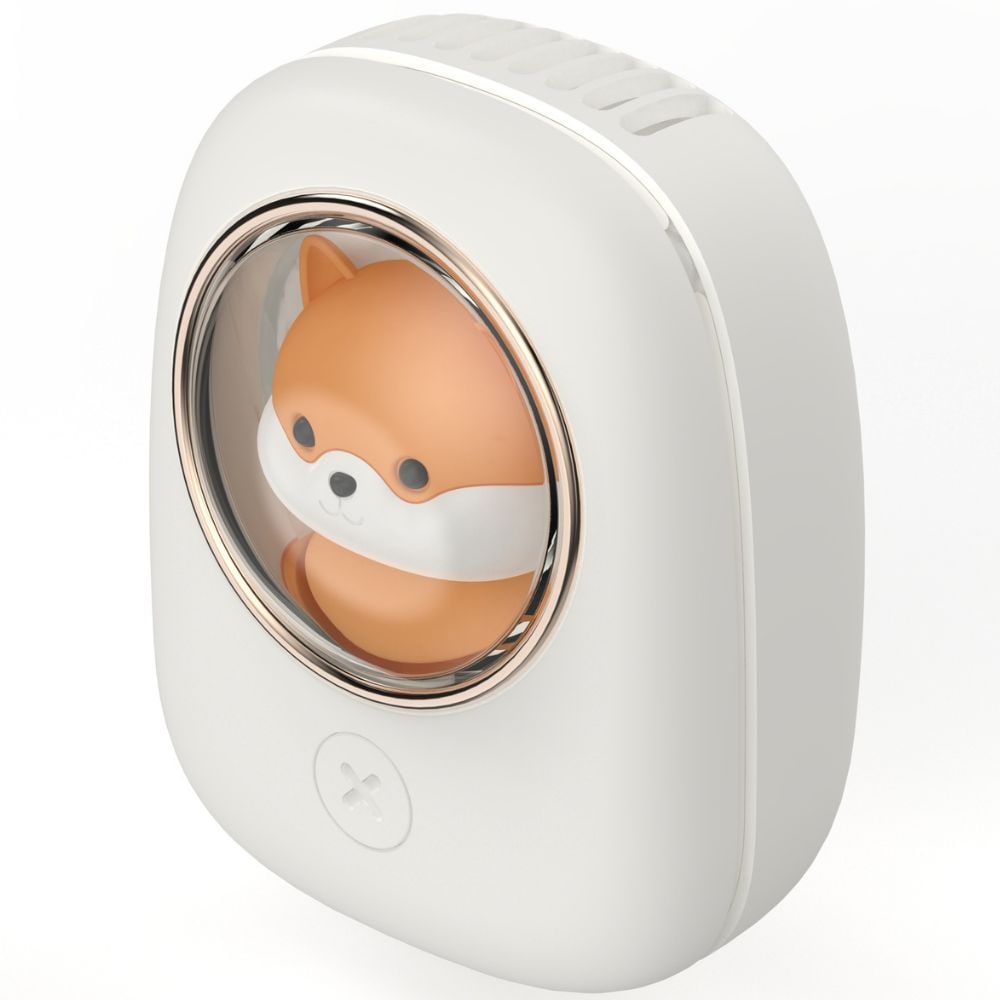 Cute Pet Hanging Neck Fan with LED Light - Rechargeable Hands-Free