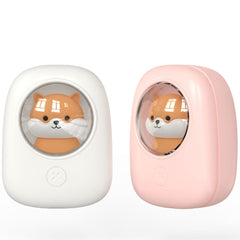 Cute Pet Hanging Neck Fan with LED Light - Rechargeable Hands-Free