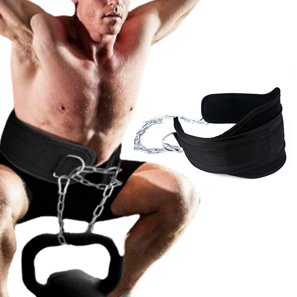 Weightlifting Dip Belt with Chain for Pull Ups and Bodybuilding