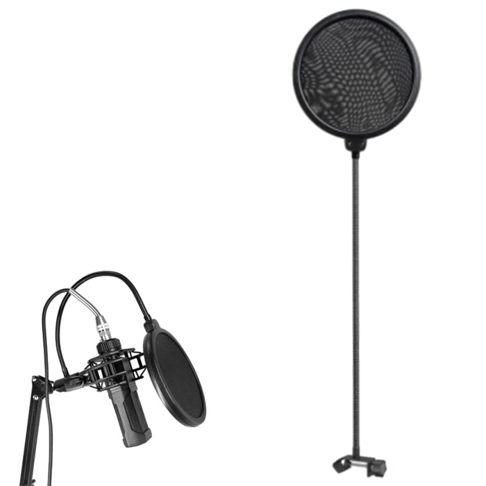 Double Layer Pop Filter - Round Microphone Shield for Studio Recording