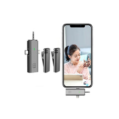 Dual Wireless Lavalier Mics - 2.4G Cordless for iPhone Android Camera
