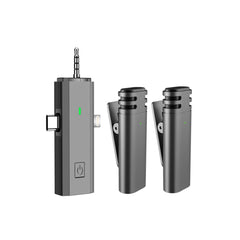 Dual Wireless Lavalier Mics - 2.4G Cordless for iPhone Android Camera