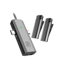 Dual Wireless Lavalier Mics - 2.4G Cordless for iPhone Android Camera