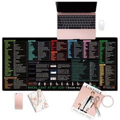 Excel Shortcut Desk Mat Non-Slip Mouse Pad Keyboard Guide