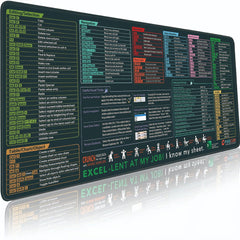 Excel Shortcut Desk Mat Non-Slip Mouse Pad Keyboard Guide