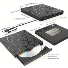 USB 3.0 Type-C External DVD Drive Disc Burner for Laptop PC