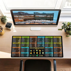 Extra Large Desk Mat Mouse Pad with Excel Shortcuts Non-Slip